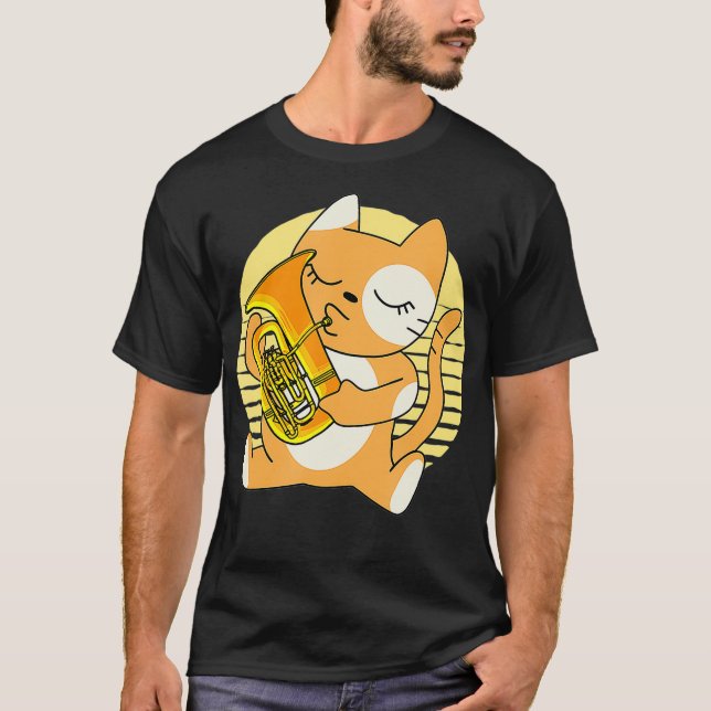 Camiseta Kitty Playing Euphonium Instrument Musician Pet (Anverso)