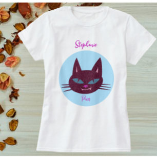 Camiseta Kitty retro rosa y azul purring