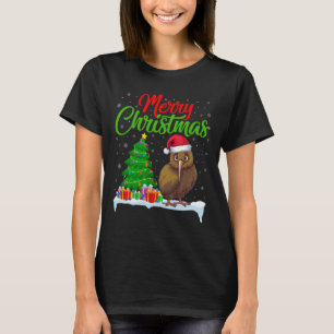 Camiseta Kiwi Bird Christmas Tree ilumina divertidas Navida