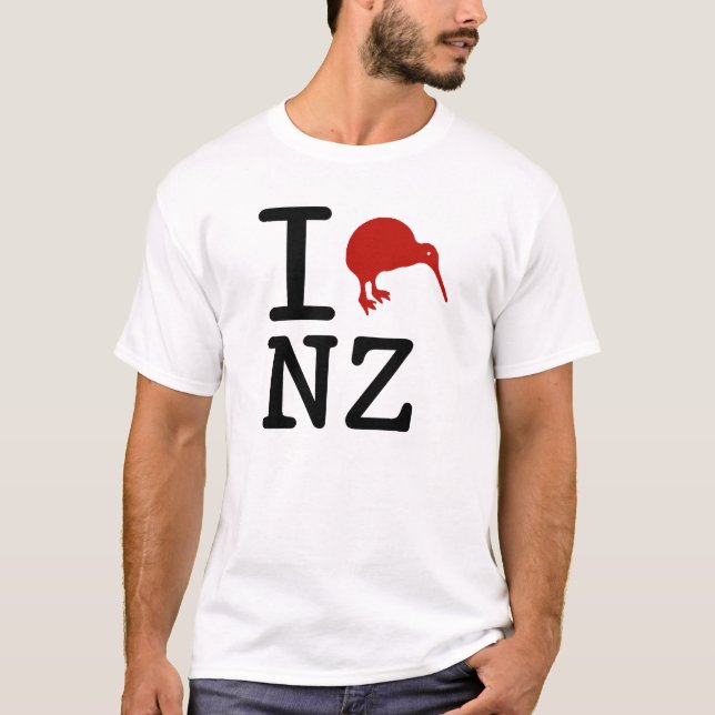 Camiseta Kiwi de Nueva Zelanda que Amo (Anverso)