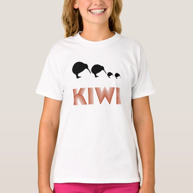 Camiseta Kiwi Family Retro Gráfica Jóvenes Camisas Ringer (Anverso)