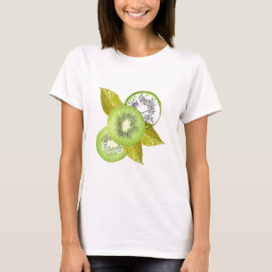 Camiseta Kiwi, frugal, verde y blanco, fresco, jugoso, blan