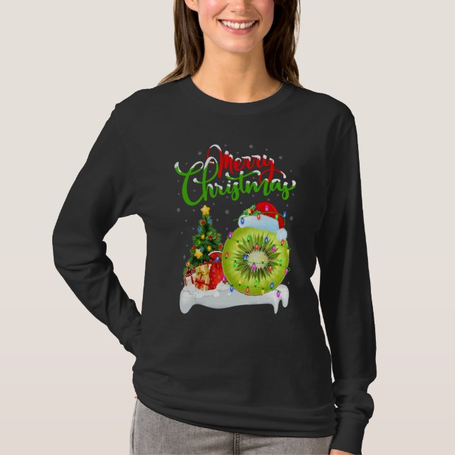 Camiseta Kiwi Fruit   Xmas Decorations Santa Kiwi Fruit Chr (Anverso)