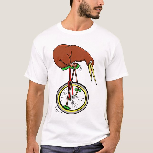Camiseta Kiwi Montando Un Pedaleo De Unicciclo Con Pollos L (Anverso)