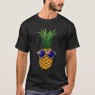 Camiseta   Kiwi Pineapple New Zealand Flag Sunglasses Summe