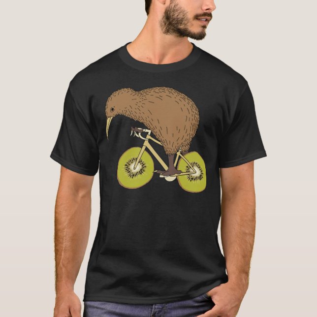 Camiseta Kiwi Riding Bike With Kiwi Wheels bicycle  (Anverso)