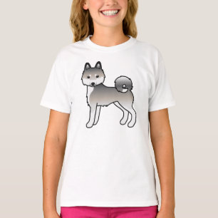Camiseta Klee Kai Alaskan gris y blanco perro de dibujos an