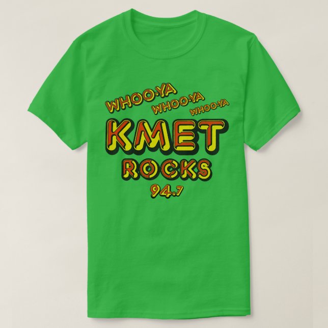 Camiseta KMET Rocks Retro Derrotó Estación de Radio Los Áng (Diseño del anverso)