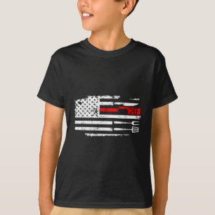 Camiseta Knife, Chef De La Bandera De Eeuu. Bbq Cocinando F