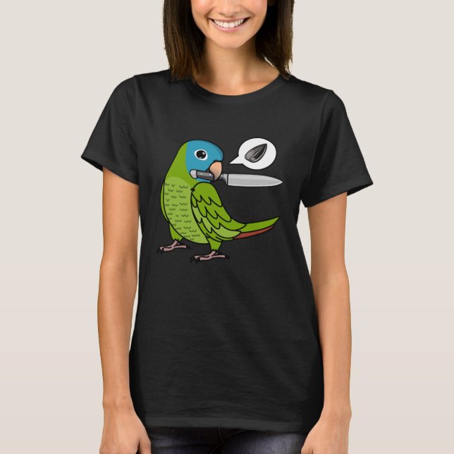 Camiseta Knife Parrot quiere semillas con el azul de la cor (Anverso)
