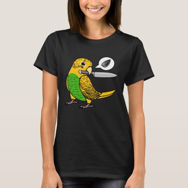 Camiseta Knife Parrot quiere semillas de Budgie Budgeriga a (Anverso)