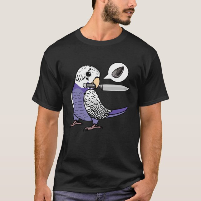 Camiseta Knife Parrot quiere semillas de Budgie Budgeriga v (Anverso)