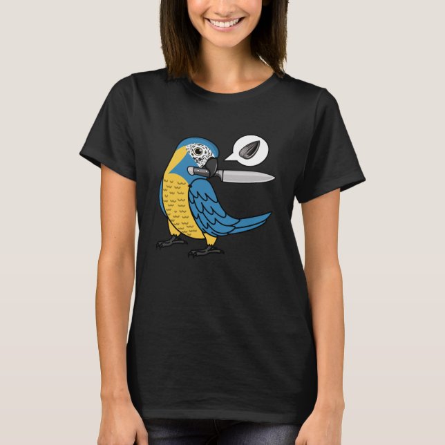 Camiseta Knife Parrot quiere semillas de Macao azulado (Anverso)