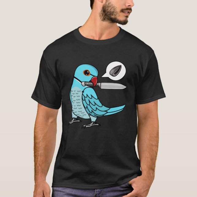 Camiseta Knife Parrot quiere semillas en el cuello azul ind (Anverso)
