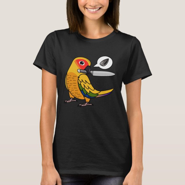 Camiseta Knife Parrot Quiere Semillas En El Sol Conure (Anverso)