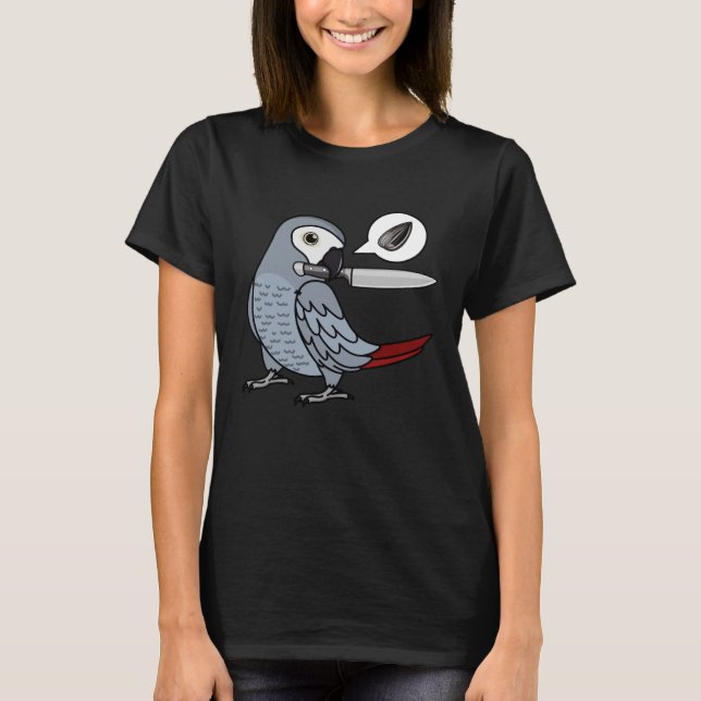 Camiseta Knife Parrot quiere semillas en gris africano (Anverso)