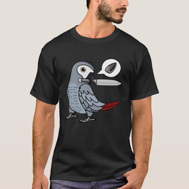Camiseta Knife Parrot quiere semillas en gris africano (Anverso)