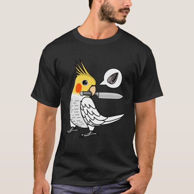 Camiseta Knife Parrot quiere semillas en Lutino Cockatiel (Anverso)