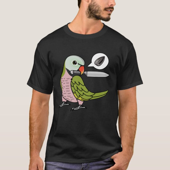 Camiseta Knife Parrot quiere semillas en Mustache Parakeet (Anverso)