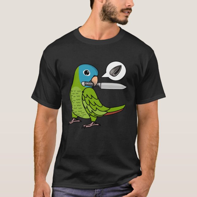 Camiseta Knife Parrot Wants Seeds I Blue crowned Conure (Anverso)