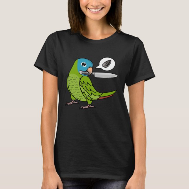 Camiseta Knife Parrot Wants Seeds I Blue crowned Conure (Anverso)