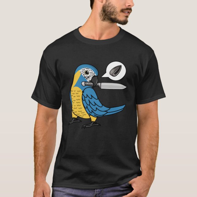 Camiseta Knife Parrot Wants Seeds I Blue throated Macaw (Anverso)