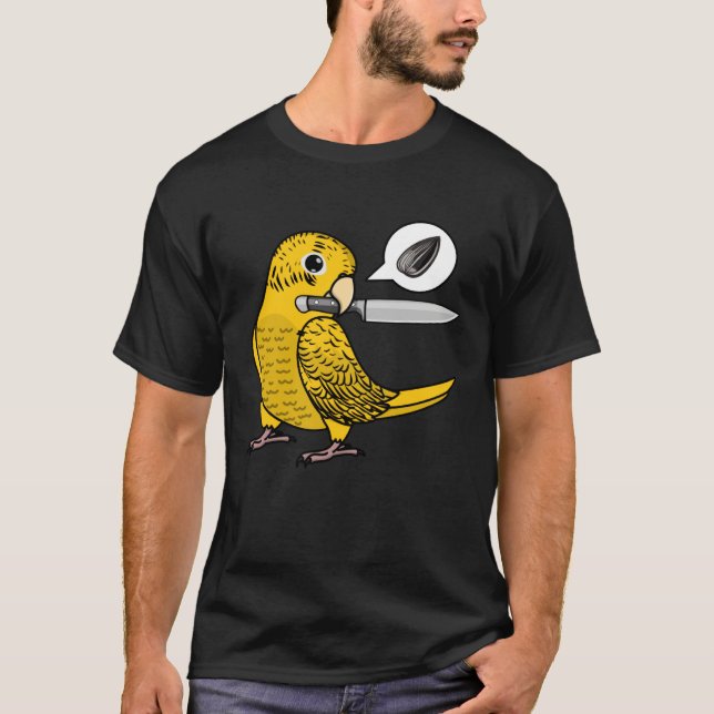 Camiseta Knife Parrot Wants Seeds I Yellow Lutino Budgie Bu (Anverso)