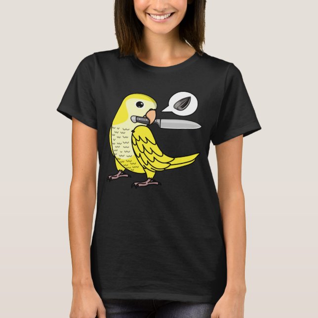 Camiseta Knife Parrot Wants Seeds I Yellow Lutino Monk Para (Anverso)