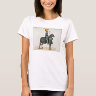 Camiseta Knight en la armadura en su caballo, placa 'de un