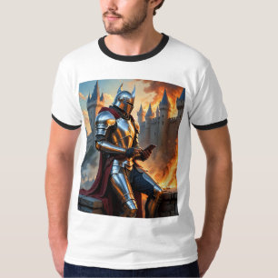 Camiseta Knight envía mensajes de texto mientras el castill