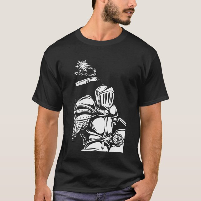 Camiseta Knight Flail Moderna moda de arte negro (Anverso)