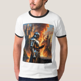 Camiseta Knight medieval enviando mensajes de texto mientra