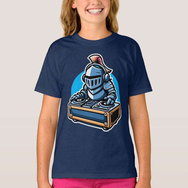 Camiseta Knight Turntablist - Diseño de Personalizado de DJ (Anverso)