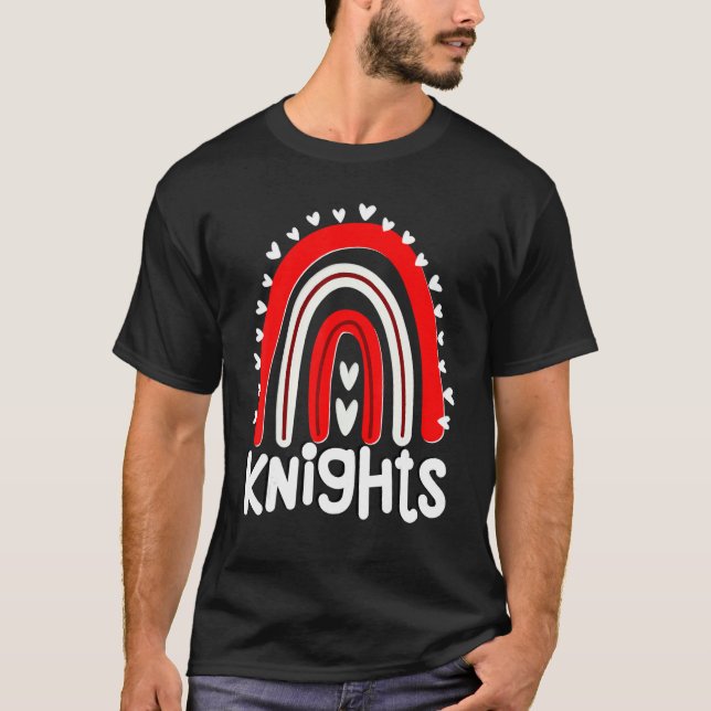 Camiseta Knights School Mascot Hearts Rainbow Knight Sports (Anverso)