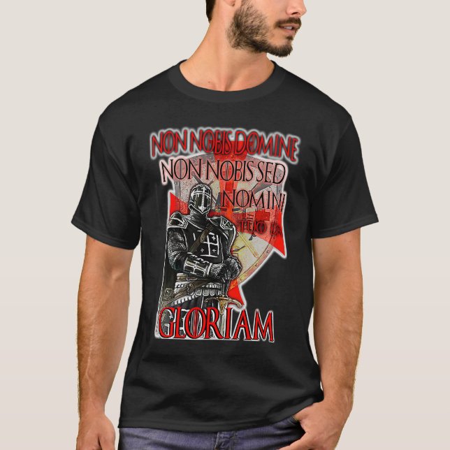 Camiseta Knights Templar Non Nobis Gloriam Crusader Cross W (Anverso)