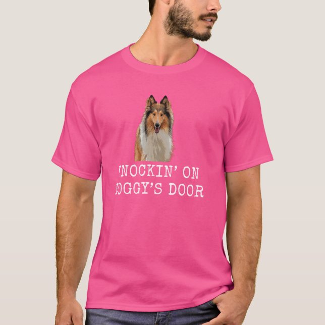 Camiseta Knockinu2019 En Doggyu2019S Door Funny Dog Dad y (Anverso)