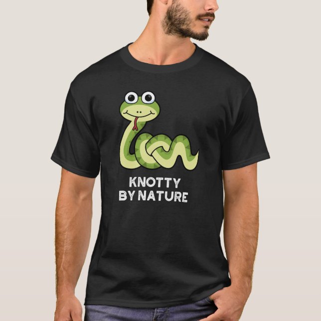 Camiseta Knotty Por Naturaleza Funny Snake Pun Dark BG (Anverso)