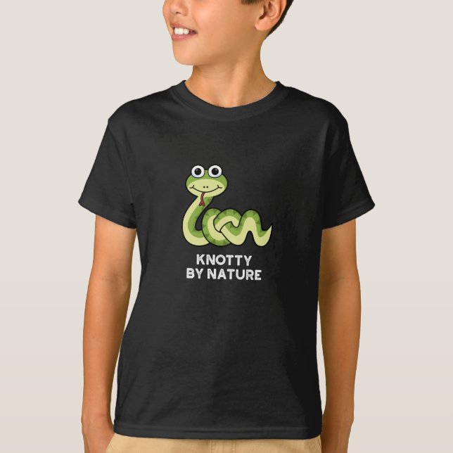 Camiseta Knotty Por Naturaleza Funny Snake Pun Dark BG (Anverso)
