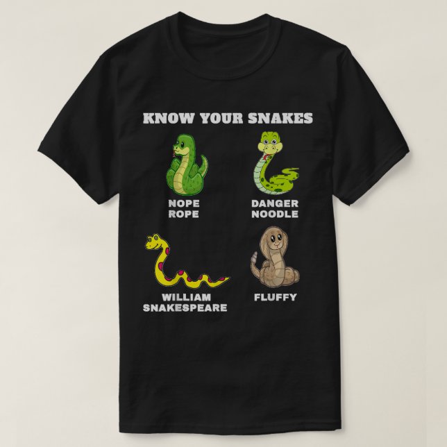 Camiseta Know Your Snakes Funny Names Danger Noodle Nope Ro (Diseño del anverso)