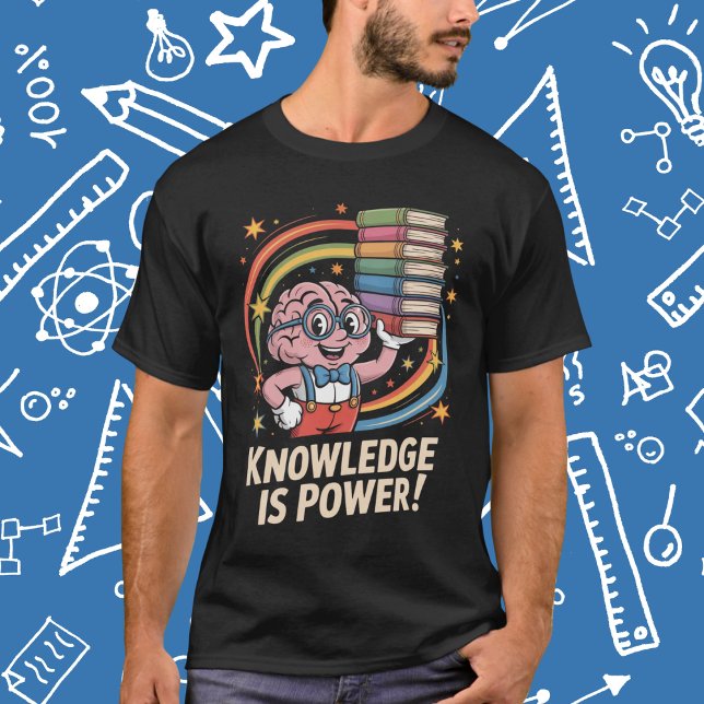 Camiseta Knowledge Is Power Cute Brain Character (Subido por el creador)