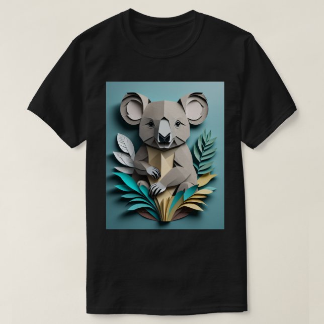 Camiseta Koala 3D de diseño de arte de papel (Diseño del anverso)