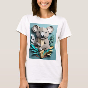 Camiseta Koala 3D de diseño de arte de papel