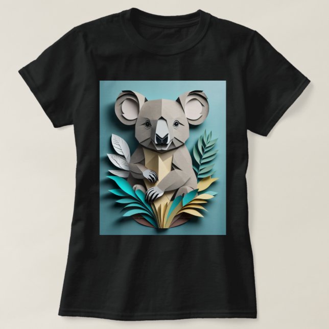 Camiseta Koala 3D de diseño de arte de papel (Diseño del anverso)