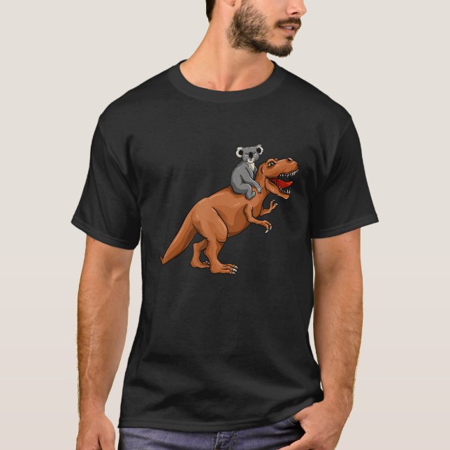 Camiseta Koala Bear Riding T-Rex - Cute Trex Dinosaur (Anverso)