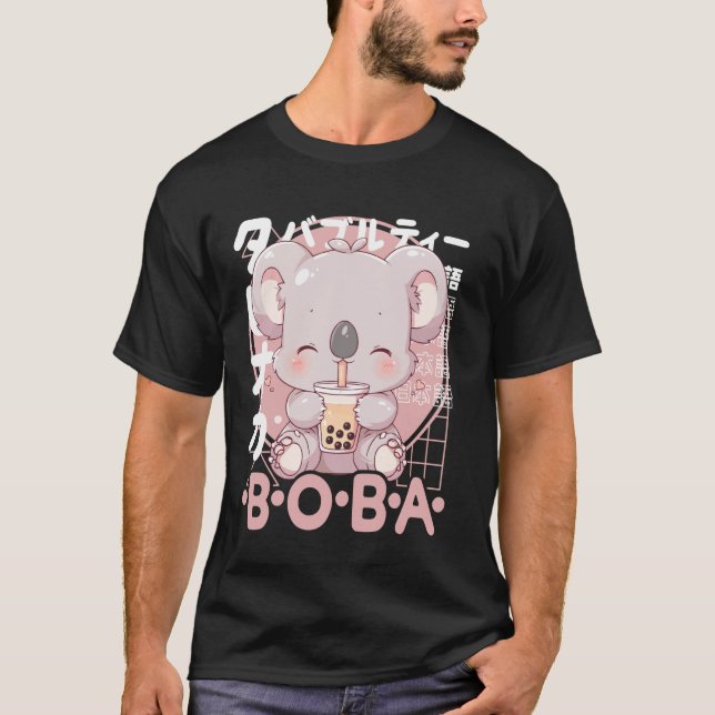 Camiseta Koala Boba Tea Kawaii Bubble Tea Koala Anime Neko  (Anverso)