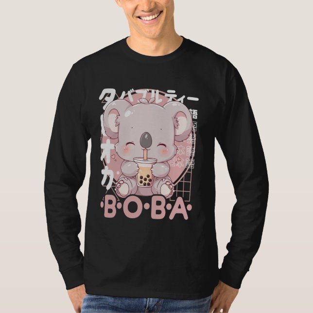 Camiseta Koala Boba Tea Kawaii Bubble Tea Koala Anime Neko  (Anverso)