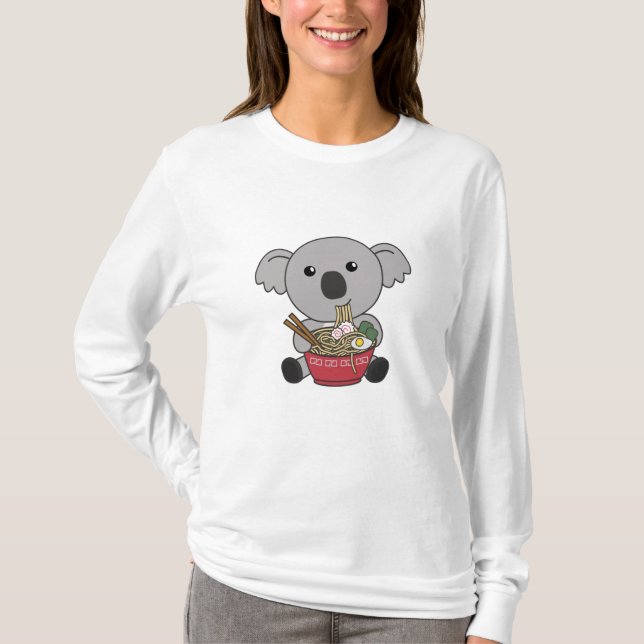 Camiseta Koala come Ramen Cute Kawaii Noodles Koalas (Anverso)