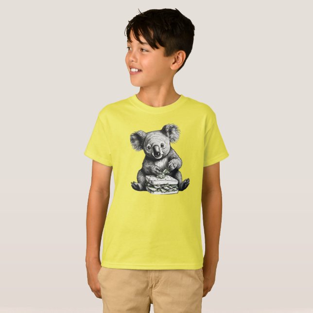 Camiseta Koala comiendo un bocadillo Oso Cuerdo (Anverso completo)
