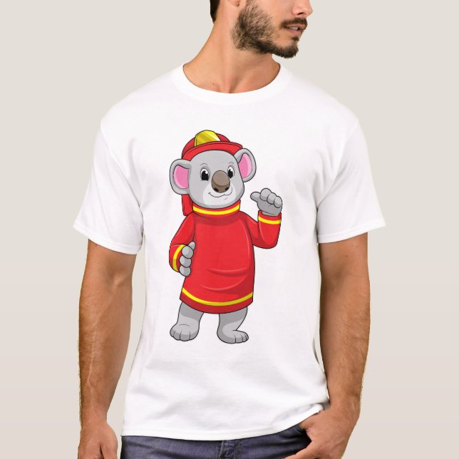 Camiseta Koala como bombero con casco (Anverso)