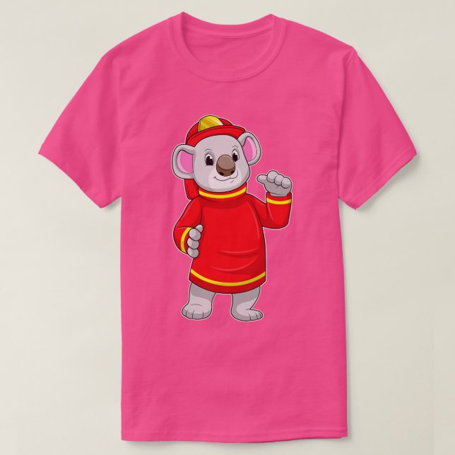 Camiseta Koala como bombero con casco (Diseño del anverso)